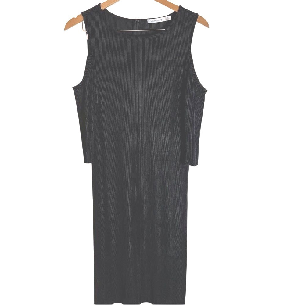Bishop and Young Cold Shoulder Pencil Dress, Size Small Formal Wear‎ Black Gray